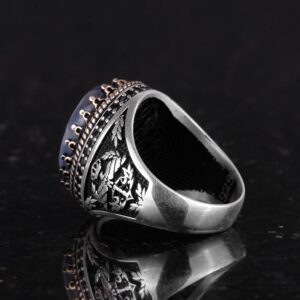 Gerçek Doğal Taş Yüzük - El Yapımı Şahin Yüzük - 925 Ayar Gümüş Kyanit Yüzük - Görsel 7