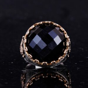 925 Ayar Gümüş Yüzük - Kral Yüzüğü - Doğal Olmayan Taş Yüzük - El Yapımı Yüzük Erkekler için (Oluşturulmuş oniks) - Görsel 4