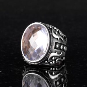 Yapay Taş Yüzük, 925 Ayar Gümüş Yüzük, Tasarım Gümüş Erkek Yüzüğü (Kristal Yapay Taş) - Görsel 4