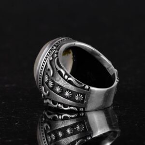 Gerçek Doğal Prehnit Jade Taş Yüzük, Şifa 925K Katı Gümüş Erkek Yüzüğü, Tasarım Gümüş Erkek Yüzüğü, Sakinlik ve İçgörü Tasarımı - Görsel 7