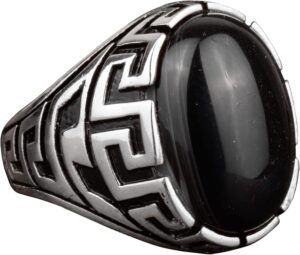 El yapımı Gümüş Yüzük, 925 Ayar Gümüş erkek yüzüğü, Oniks Taşı Yüzük Erkekler İçin - Görsel 1