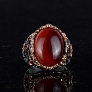 Denizci Çapa Gümüş Yüzük, Doğal Taş Yüzük, 925 Ayar Sterlin Gümüş Yüzük (Kırmızı Akik) - Görsel 6