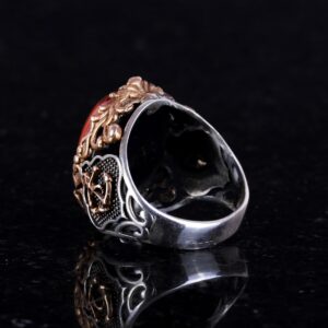 Yelkenli Çapa Gümüş Yüzük, Doğal Taş Yüzük Erkekler İçin, 925 Ayar Gümüş Yüzük, (Kırmızı Kan Taşı) - Görsel 6