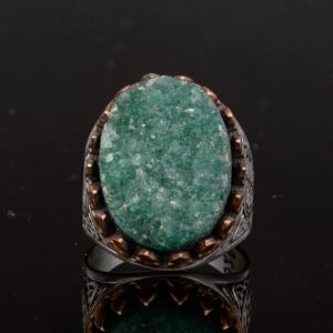 Erkekler için Gerçek Druzy Kuvars Taşlı - 925 Gümüş Erkek Yüzük - Görsel 7