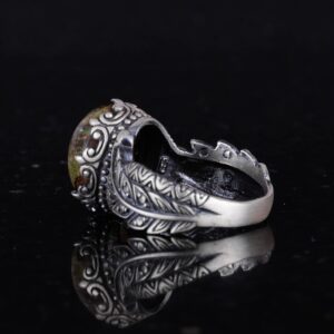 Gerçek Doğal Arizona Turkuaz Taş Yüzük, 925 Ayar Gümüş Yüzük, Minimalist El Yapımı Yüzük (Stil-6) - Görsel 7