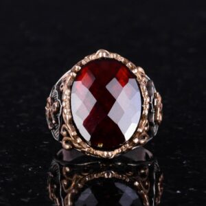 Granat Yapay Taş Yüzük, Denizci Çapa Yüzüğü, 925 Ayar Gümüş Yüzük Erkekler İçin, Çeşitli Koleksiyon - Görsel 4