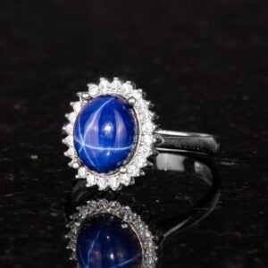 Gerçek Doğal Taşlı Gümüş Kadın Yüzük - Şık Tasarım (Star Sapphire) - Görsel 5