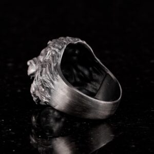 925 Ayar Gümüş Erkek Yüzük - Aslan Başı Figürlü Güç Sembolü Yüzük - El Yapımı Vintage Tasarım - Görsel 6