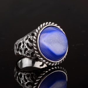 Erkekler için 925 Ayar Gümüş Yüzük ile Doğal Druzy Kuvars Taş - Görsel 6