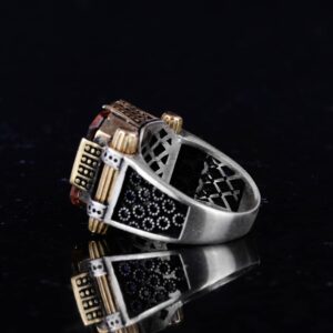 Şık 925 Ayar Gümüş El Yapımı Erkek Takısı - Sultanite Yapay Taş Yüzük - Görsel 7