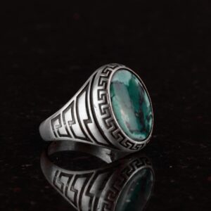 Gerçek Doğal Arizona Turkuaz Taş Yüzük, 925 Ayar Gümüş Yüzük Erkekler İçin - Görsel 4