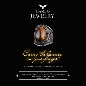 El Yapımı Cabochon Kaplan Gözlü Taş Yüzük, 925K Katı Gümüş Erkek Yüzüğü, Cesur Tasarım, Osmanlı Tuğra Yüzüğü - Görsel 3