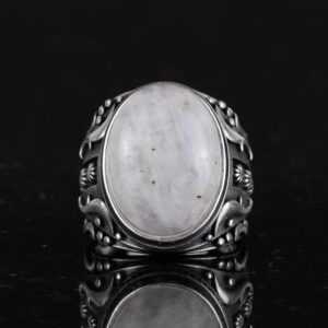 Doğal Aytaşı Taşlı Yüzük, 925 Ayar Gümüş Erkek Yüzüğü - El Yapımı Tasarım Yüzük - Görsel 3