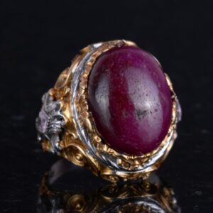 Gerçek Doğal Taş Yüzük - Erkekler İçin Sultan Yüzüğü - Altın Kaplama 925 Ayar Gümüş Yüzük - El Yapımı Yüzük (Yakut) - Görsel 5