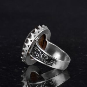 Gerçek Doğal Taş Yüzük - 925 Ayar Gümüş Büyük Yüzük - El Yapımı Yüzük (Bronzit) - Görsel 7