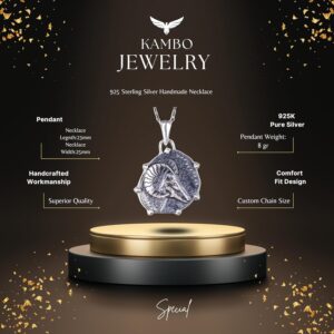 925 Ayar Gümüş Tasarım Kolye Ucu - El Yapımı Kolye (Koç) - Görsel 2