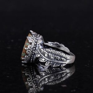 Gerçek Doğal Arizona Turkuaz Taş Yüzük, 925 Ayar Gümüş Yüzük, Minimalist El Yapımı Yüzük (Stil-4) - Görsel 7