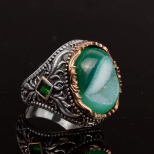 Vintage Erkek 925 Ayar Gümüş Yüzük, Doğal Druzy Kuvars Taş - Görsel 3