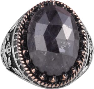 Gerçek Doğal Taş Yüzük - El Yapımı Kartal Yüzüğü - 925 Ayar Gümüş Yüzük (Mavi Safir) - Görsel 1