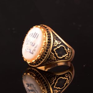 925 Ayar Gümüş Yüzük - Sembol Yüzükler - Erkek Yüzükleri (Hat Sanatı) - Görsel 5