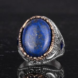 Gerçek Doğal Taş Yüzük - 925 Ayar Gümüş El Yapımı Yüzük (Lapis Lazuli) - Görsel 6