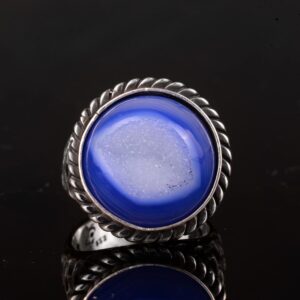 Erkekler için 925 Ayar Gümüş Yüzük ile Doğal Druzy Kuvars Taş - Görsel 3