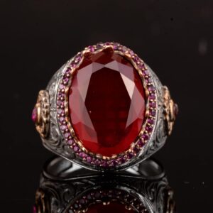 925 Ayar Gümüş Erkek Yüzük, Oluşturulmuş Paraiba Turmalin Taşı ile - Görsel 3