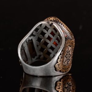 Gerçek Doğal Granat Taşlı Yüzük, 925 Ayar Saf Gümüş Yüzük Erkekler İçin - Görsel 6