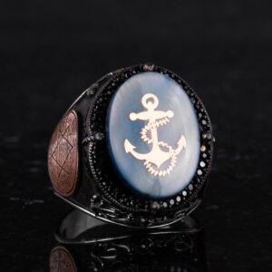 Yıldız David Yüzüğü - El Yapımı Yüzük - 925 Ayar Gümüş Erkek Yüzüğü (Çapa ve İp) - Görsel 5