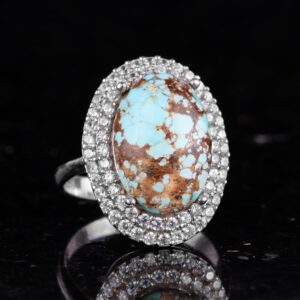 Gerçek Arizona Turkuaz Taşı Kadın Yüzüğü, 925 Ayar Gümüş Kadın Yüzüğü - Görsel 3