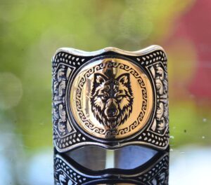 Kurt Gümüş Erkek Yüzük, Yaban Hayatı Yüzüğü, Hayvan Gümüş Yüzük, 925 Ayar Gümüş Yüzük - Görsel 2