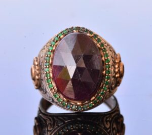 Gerçek Kırmızı Safir Taşlı Yüzük, 13.70 Karat, Safir Yüzük, Kral Yüzüğü, Erkekler için Gümüş Yüzük - Görsel 5