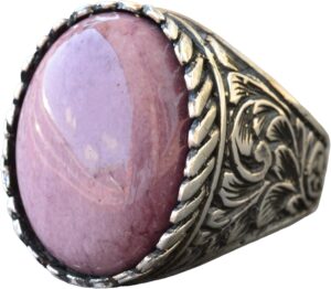 925 Ayar Gümüş Yüzük - Gerçek Doğal Taş Yüzük - Rhodonit - Görsel 1