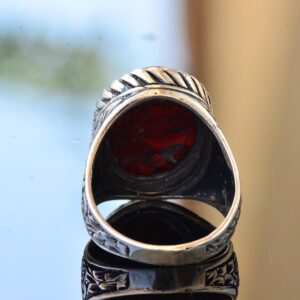 925 Ayar Gümüş Yüzük - Gerçek Doğal Taş Yüzük - (Kan Taşı) - Görsel 5