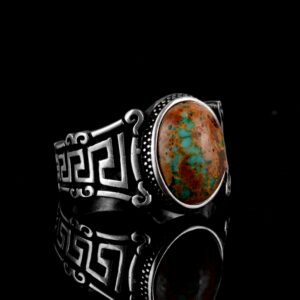 Gerçek Doğal Arizona Turkuaz Taşı Yüzük, 925 Ayar Gümüş Erkek Yüzük (Model-2) - Görsel 4