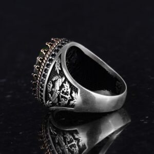 925 Ayar Gümüş Yüzük, Oluşturulmuş Taş Yüzük, Kartal Sembol Yüzüğü, El Yapımı Yüzük (Oluşturulmuş Peridot) - Görsel 7