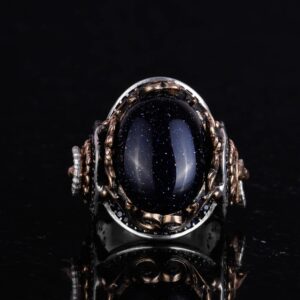 Hayvan Gümüş Yüzük, Mavi Güneş Taşı Üretilmiş Yüzük, 925 Ayar Gümüş Erkek Yüzük, Şık El Yapımı Gümüş Yüzük - Görsel 3