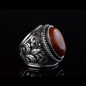 Erkekler için Zarif Taş Koleksiyonu: 925 Ayar Gümüş Yüzükler - Doğal Taş Seçimi (Kan Taşı) - Görsel 5