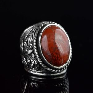 Erkekler için Zarif Taş Koleksiyonu: 925 Ayar Gümüş Yüzükler - Doğal Taş Seçimi (Kan Taşı) - Görsel 3