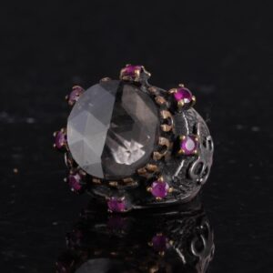 Gerçek Doğal Dumanlı Kuvars Taşlı Yüzük - 925 Ayar Gümüş Yüzük - Sultan Yüzüğü - Görsel 6