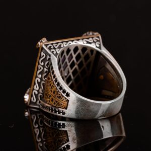 Gerçek Doğal Ametist Yüzük, 925 Ayar Gümüş Yüzük Erkekler İçin, El Yapımı Doğal Taş Yüzük - Görsel 7