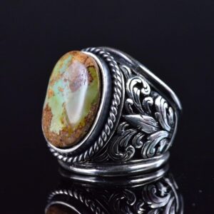 Erkekler için Turkuaz Taş Yüzük, 925 Ayar Gümüş El Yapımı Ejderha Ölçeği Tasarımı, Modern Stil Şifa Kristali Takı (Stil-3) - Görsel 6