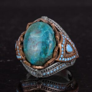 Gerçek Doğal Taş Yüzük - El Yapımı 925 Ayar Gümüş Yüzük (Azurit) - Görsel 6