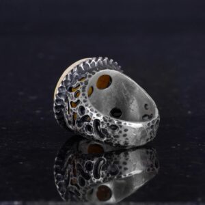 Gerçek Doğal Kehribar Taşı Yüzüğü - 925 Ayar Gümüş Erkek Yüzüğü - Görsel 7