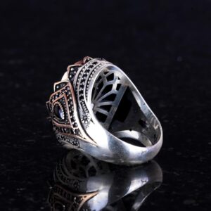 Kişiye Özel Monogram Gümüş Erkek Yüzük - 925K Katı Sterlin Gümüş Yüzük - Görsel 2