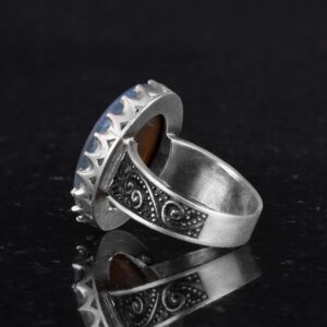 Gerçek Doğal Taş Yüzük - 925 Ayar Gümüş Büyük Yüzük - El Yapımı Yüzük (Aquamarine) - Görsel 7