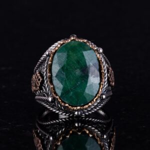 925 Ayar Katı Gümüş Yüzük, Gerçek Doğal Taş Yüzük (Zümrüt) - Görsel 4