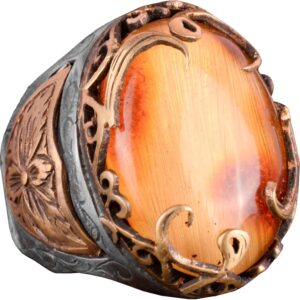 925 Ayar Gümüş Erkek Yüzük, Kehribar Taşlı Gümüş Yüzük, Gerçek Doğal Kehribar Taşlı Erkek Yüzük - Görsel 1