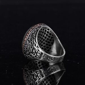 Gerçek Doğal Pirit Taşı Yüzük, 925 Ayar Katı Gümüş Erkek Yüzük, Bereket Manifestasyonu Tasarımı - Görsel 6