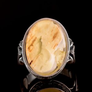 Doğal Büyük Oval Kehribar Taş Yüzük, 925 Ayar Gümüş Yüzük Erkekler İçin - Görsel 2